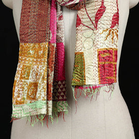 Bengal Kantha Handwork Patchwork Reversible Silk Stole 238