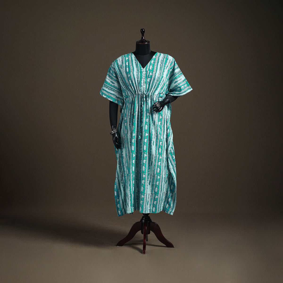 Akola Hand Block Print Natural Dyed Cotton Kaftan (Long) 191
