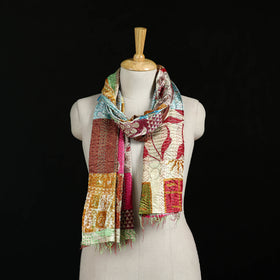 Bengal Kantha Handwork Patchwork Reversible Silk Stole 238