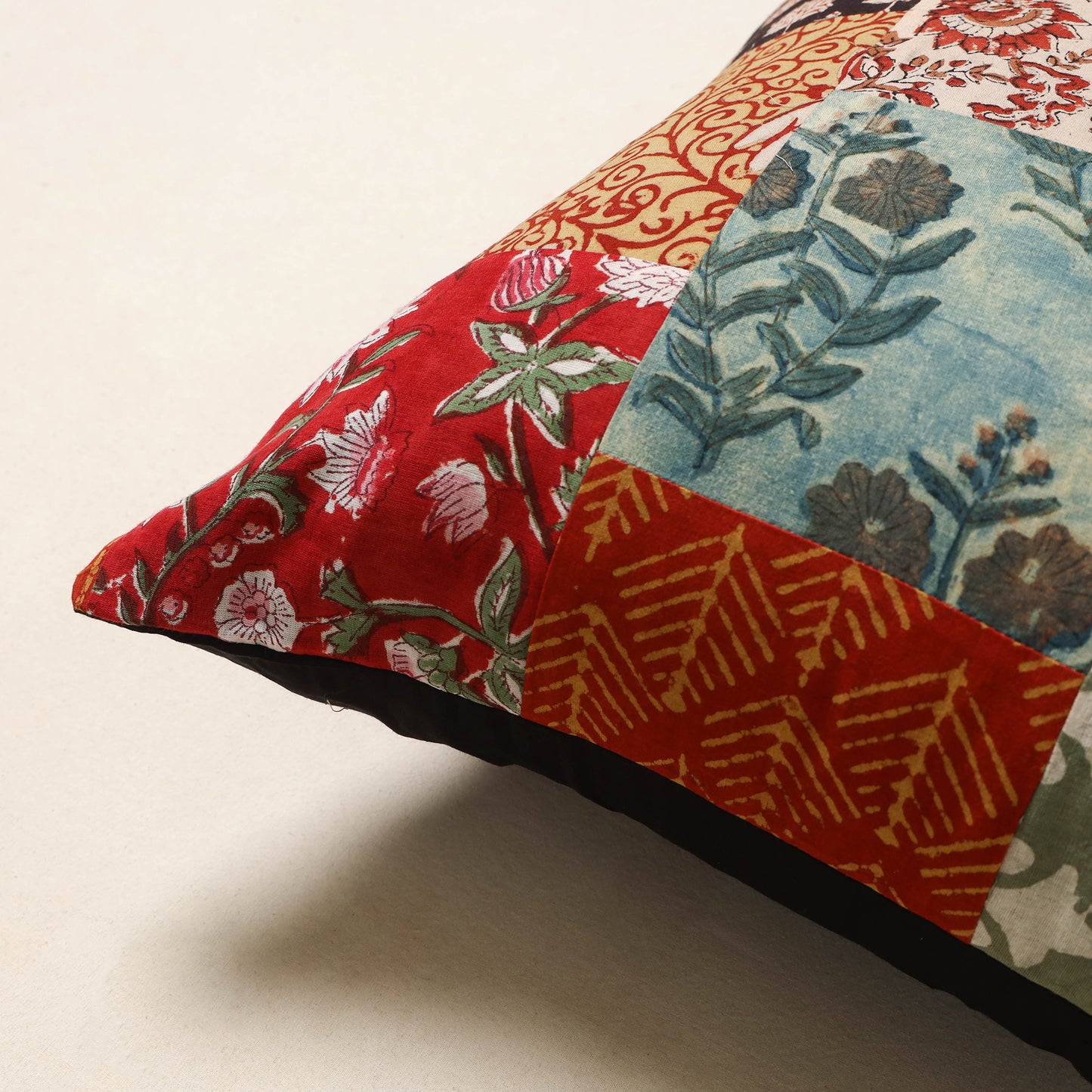 Multicolor - handcrafted cotton patchwork cushion cover 16