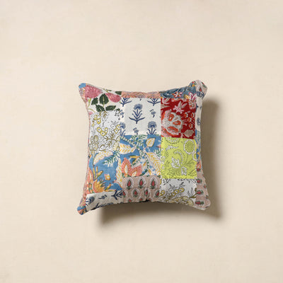 Multicolor - handcrafted cotton patchwork cushion cover 17
