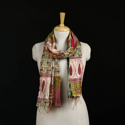 Bengal Kantha Handwork Patchwork Reversible Silk Stole 240
