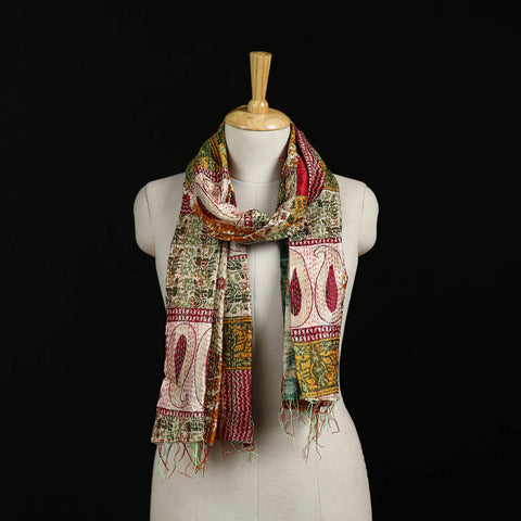 Bengal Kantha Handwork Patchwork Reversible Silk Stole 240