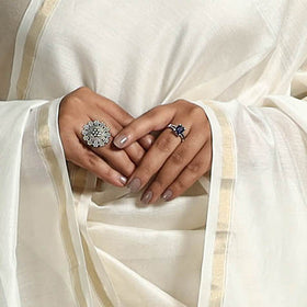 White - original gond handpainted handloom chanderi silk