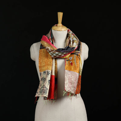 Bengal Kantha Handwork Patchwork Reversible Silk Stole 241