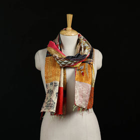 Bengal Kantha Handwork Patchwork Reversible Silk Stole 241