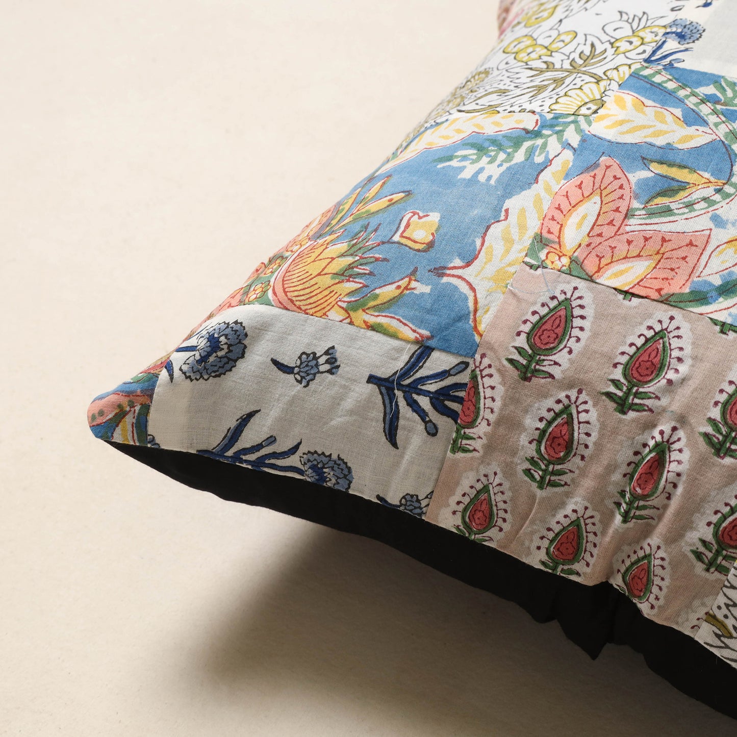 Multicolor - handcrafted cotton patchwork cushion cover 17