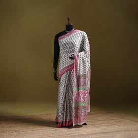 Sanganeri Hand Block Print Pure Mul Cotton Ready To Wear Saree 54