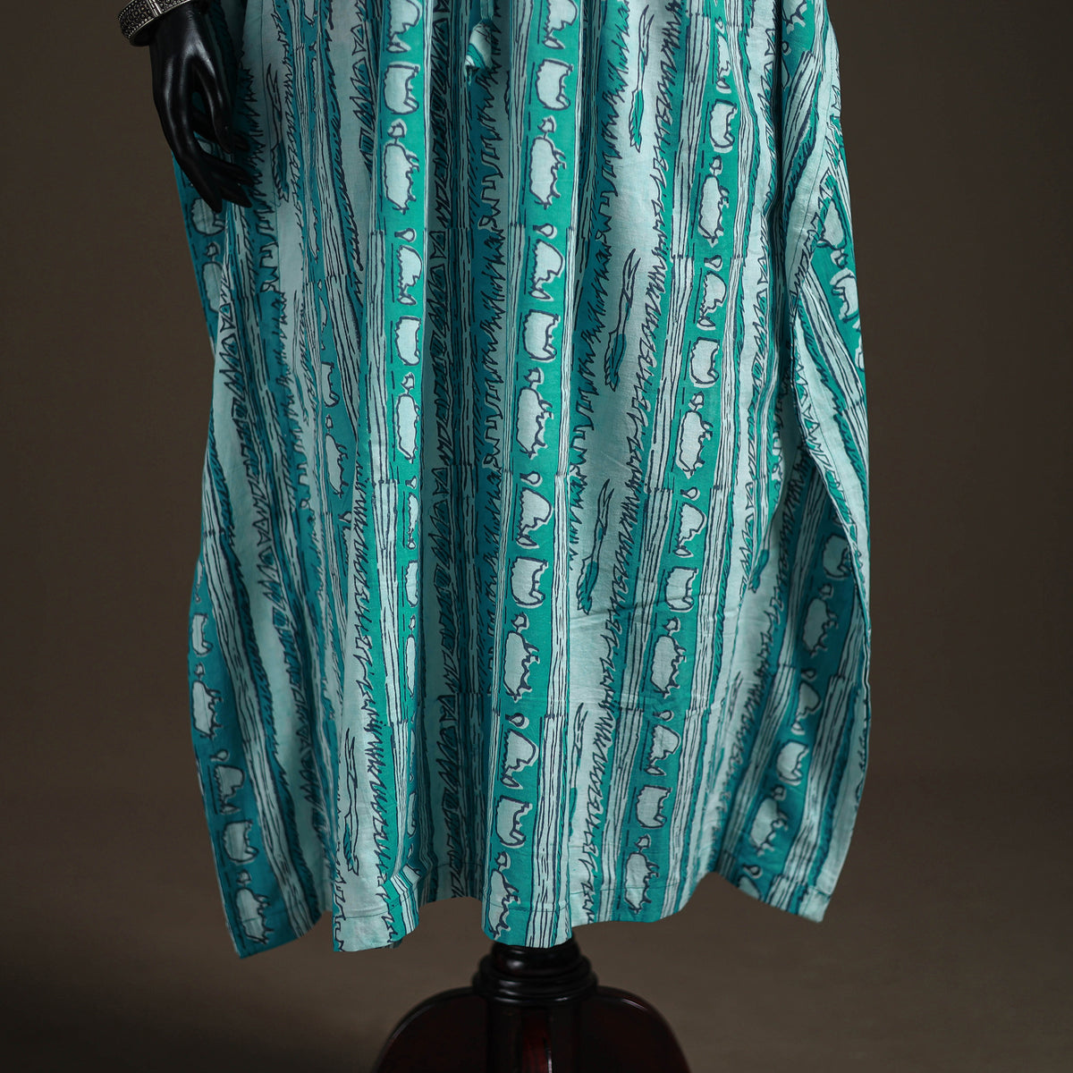 Akola Hand Block Print Natural Dyed Cotton Kaftan (Long) 191