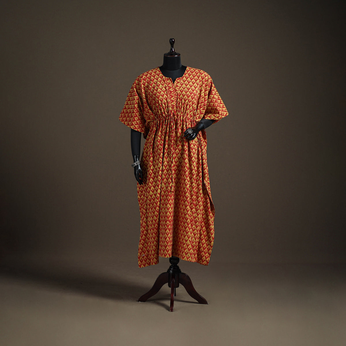 Akola Hand Block Print Natural Dyed Cotton Kaftan (Long) 192