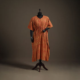 Akola Hand Block Print Natural Dyed Cotton Kaftan (Long) 192