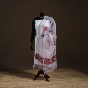 Kota Doria Cotton Barmer Applique Work Dupatta with Zari Border 21