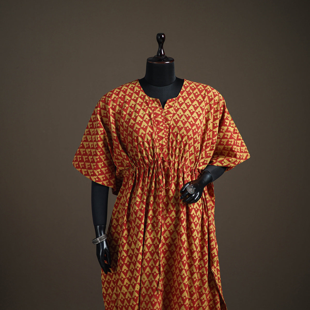 Akola Hand Block Print Natural Dyed Cotton Kaftan (Long) 192