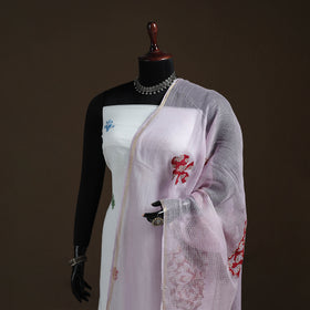 Kota Doria Cotton Barmer Applique Work Dupatta with Zari Border 21