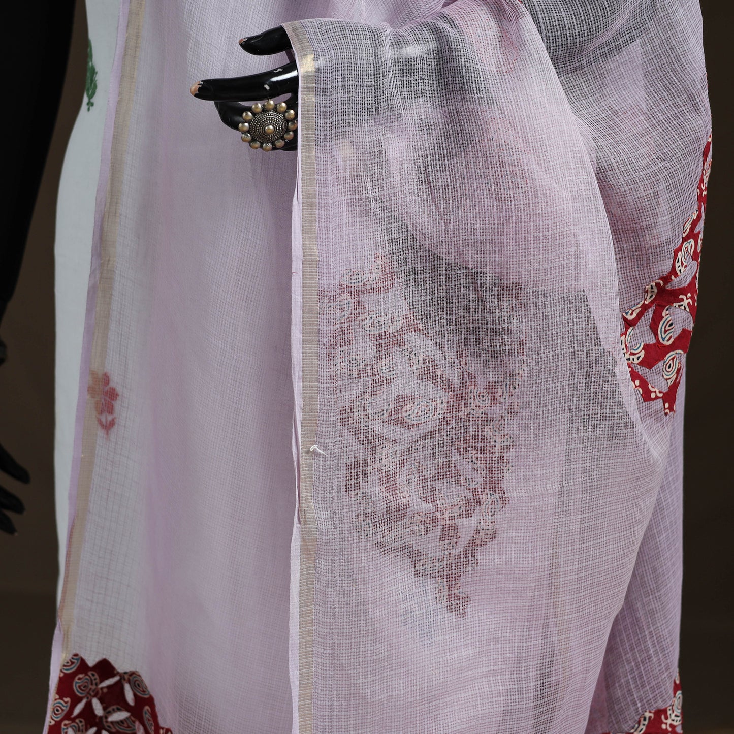 Kota Doria Cotton Barmer Applique Work Dupatta with Zari Border 21