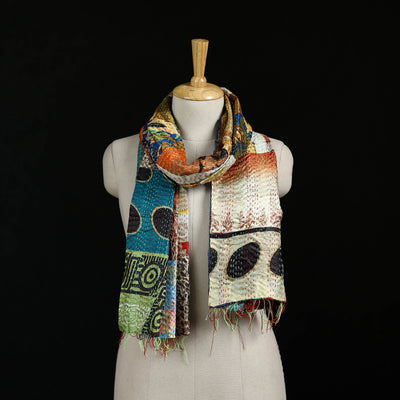 Bengal Kantha Handwork Patchwork Reversible Silk Stole 244
