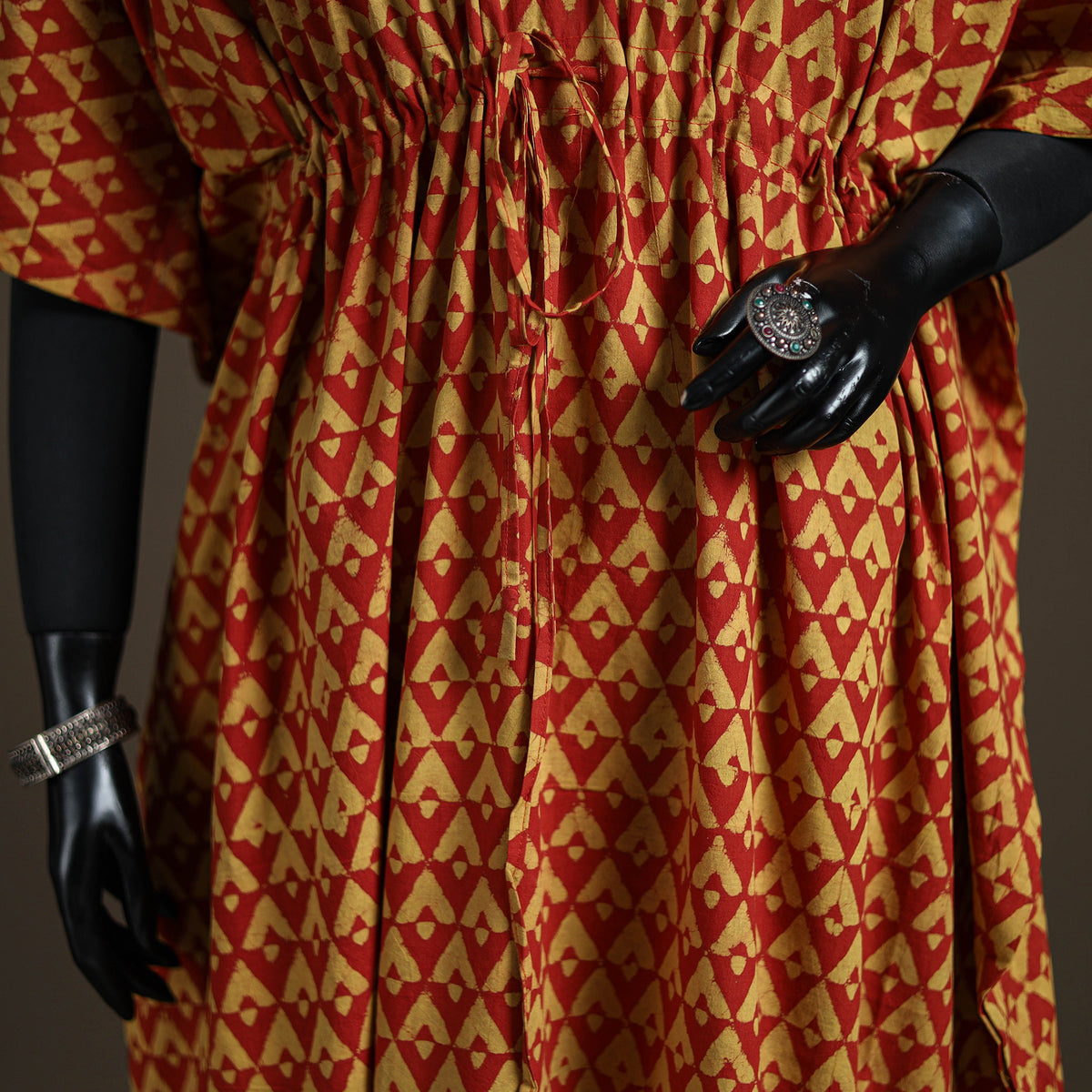 Akola Hand Block Print Natural Dyed Cotton Kaftan (Long) 192