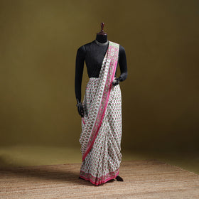 Sanganeri Hand Block Print Pure Mul Cotton Ready To Wear Saree 54