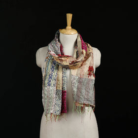 Bengal Kantha Handwork Patchwork Reversible Silk Stole 245