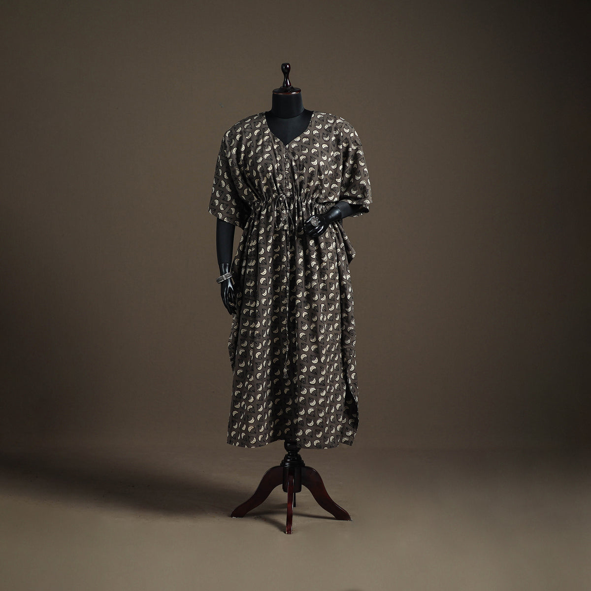 Akola Hand Block Print Natural Dyed Cotton Kaftan (Long) 193