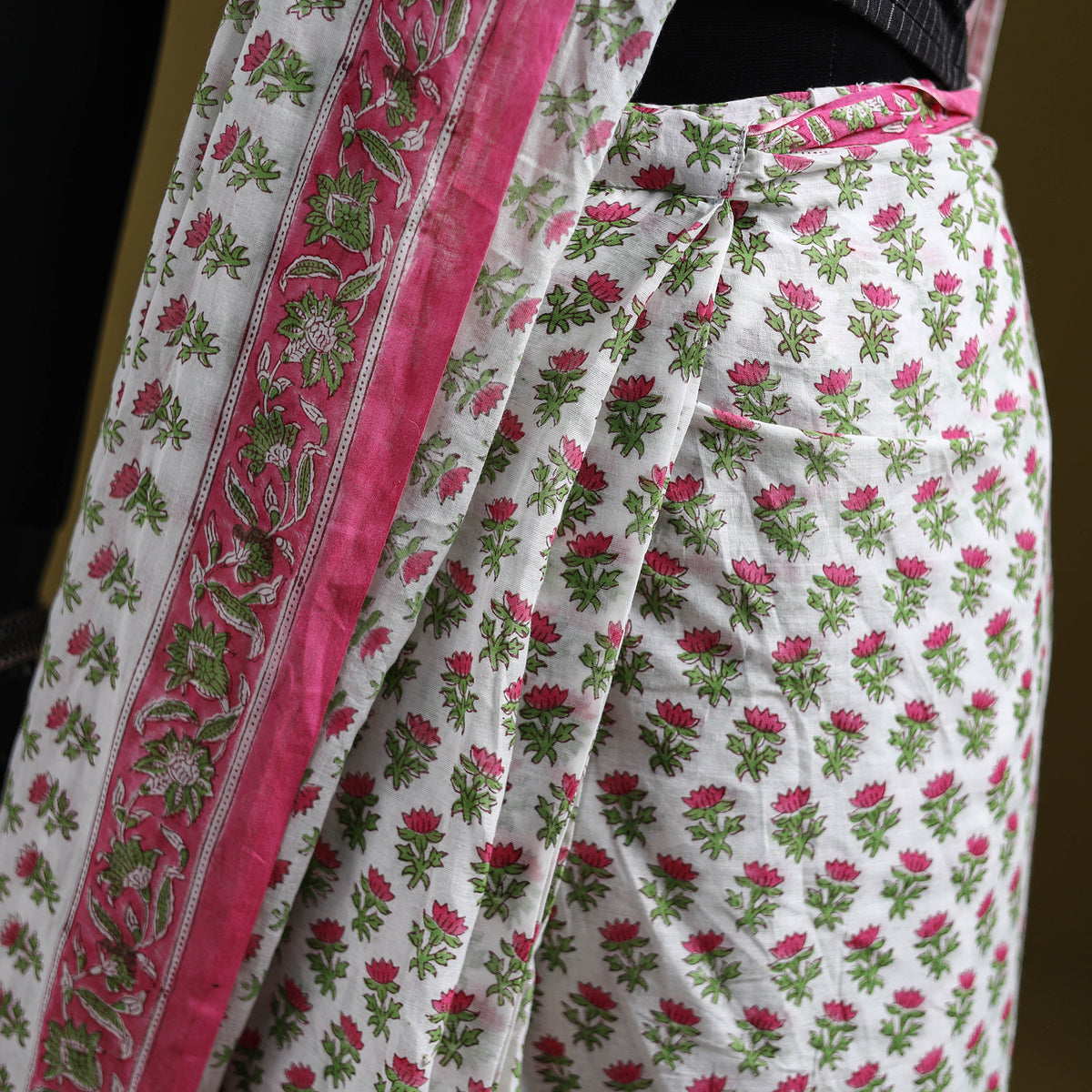 Sanganeri Hand Block Print Pure Mul Cotton Ready To Wear Saree 54