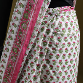 Sanganeri Hand Block Print Pure Mul Cotton Ready To Wear Saree 54
