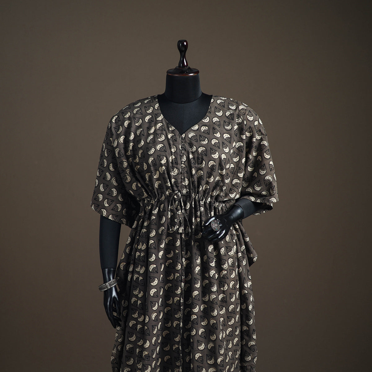 Akola Hand Block Print Natural Dyed Cotton Kaftan (Long) 193