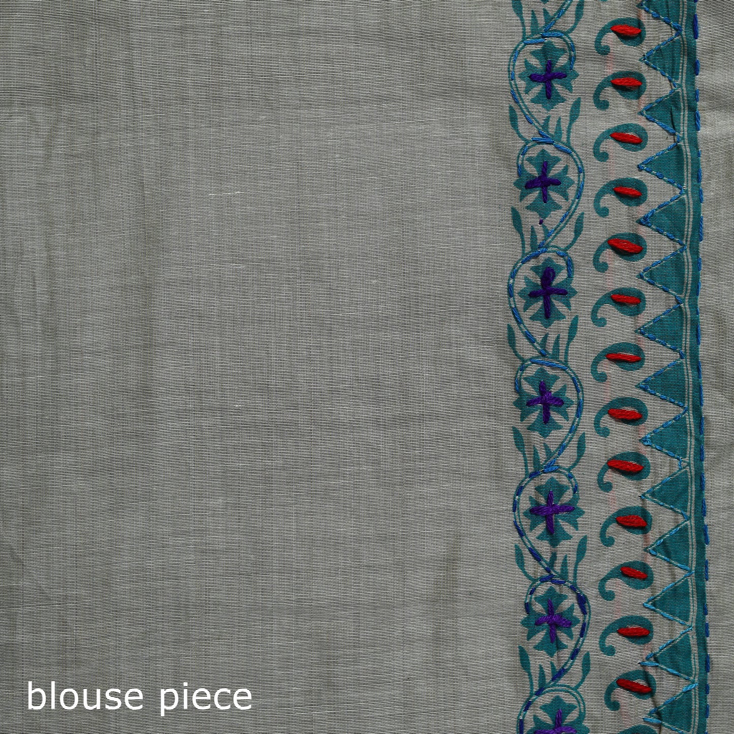 White - Bengal Kantha Hand Embroidery Silk Cotton Chapa Work Saree 102