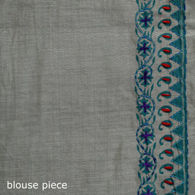 White - Bengal Kantha Hand Embroidery Silk Cotton Chapa Work Saree 102