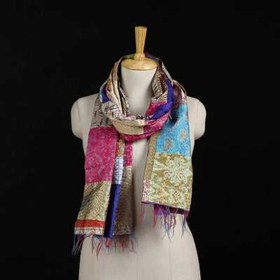 Bengal Kantha Handwork Patchwork Reversible Silk Stole 247