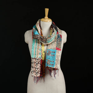 Bengal Kantha Handwork Patchwork Reversible Silk Stole 248