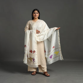 White - original gond handpainted handloom chanderi silk