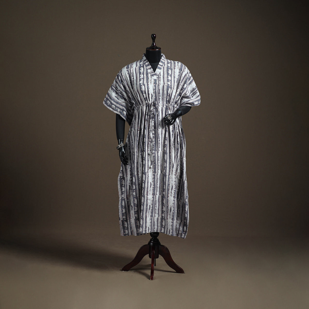 Akola Hand Block Print Natural Dyed Cotton Kaftan (Long) 194