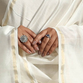 White - original gond handpainted handloom chanderi silk