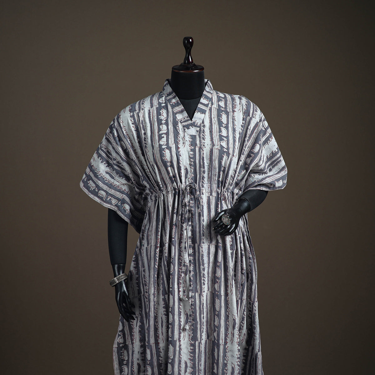 Akola Hand Block Print Natural Dyed Cotton Kaftan (Long) 194