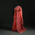 Red - Bengal Kantha Hand Embroidery Silk Cotton Chapa Work Saree 103