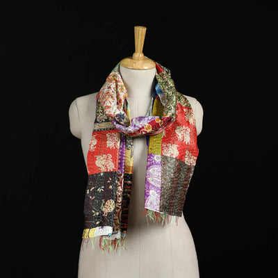 Bengal Kantha Handwork Patchwork Reversible Silk Stole 251