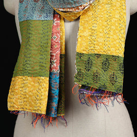 Bengal Kantha Handwork Patchwork Reversible Silk Stole 252