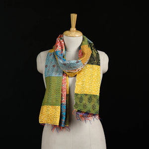 Bengal Kantha Handwork Patchwork Reversible Silk Stole 252