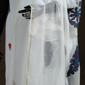Kota Doria Cotton Barmer Applique Work Dupatta with Zari Border 23