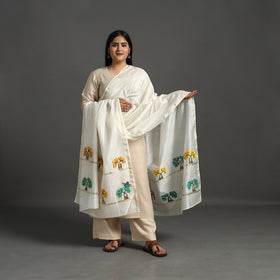 White - original gond handpainted handloom chanderi silk