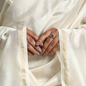 White - original gond handpainted handloom chanderi silk