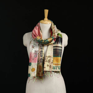 Bengal Kantha Handwork Patchwork Reversible Silk Stole 254