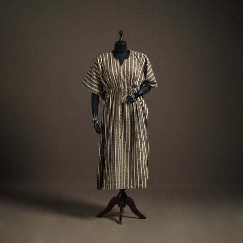 Akola hand block print natural dyed cotton kaftan (long)