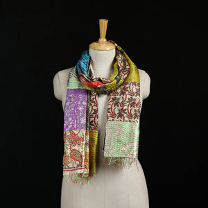 Bengal Kantha Handwork Patchwork Reversible Silk Stole 255