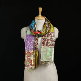 Bengal Kantha Handwork Patchwork Reversible Silk Stole 255