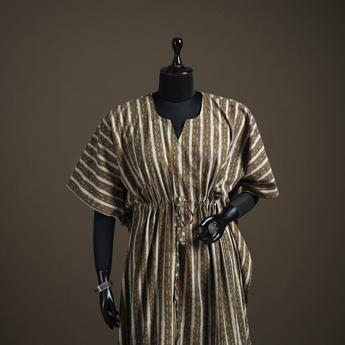 Akola Hand Block Print Natural Dyed Cotton Kaftan (Long) 195
