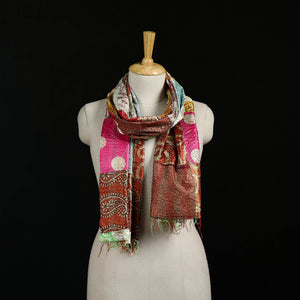 Bengal Kantha Handwork Patchwork Reversible Silk Stole 256