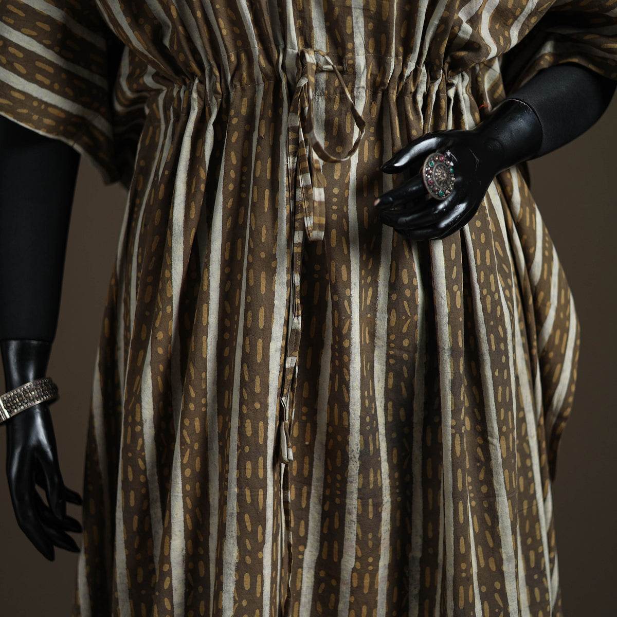 Akola Hand Block Print Natural Dyed Cotton Kaftan (Long) 195