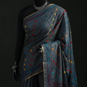 Bengal Kantha Hand Embroidery Silk Cotton Chapa Work Saree 104